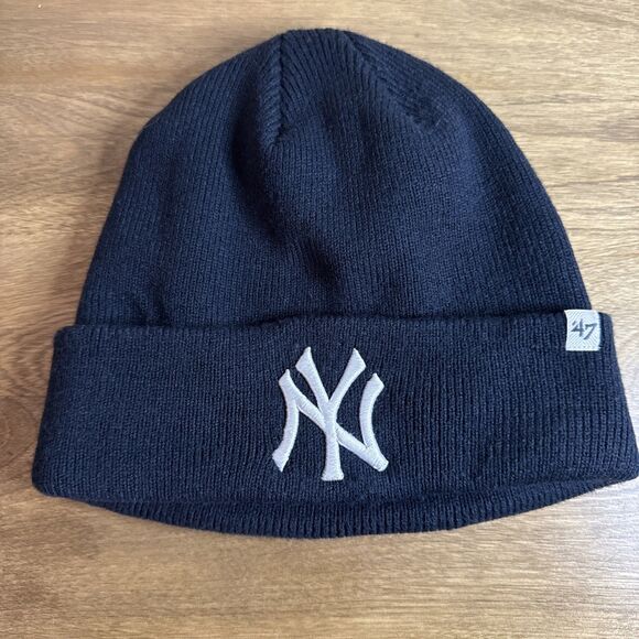 Vtg New York Yankees Strapback Hat Twins Enterprise Wool Blend & 47 Beanie Lot 2 - Picture 10 of 13